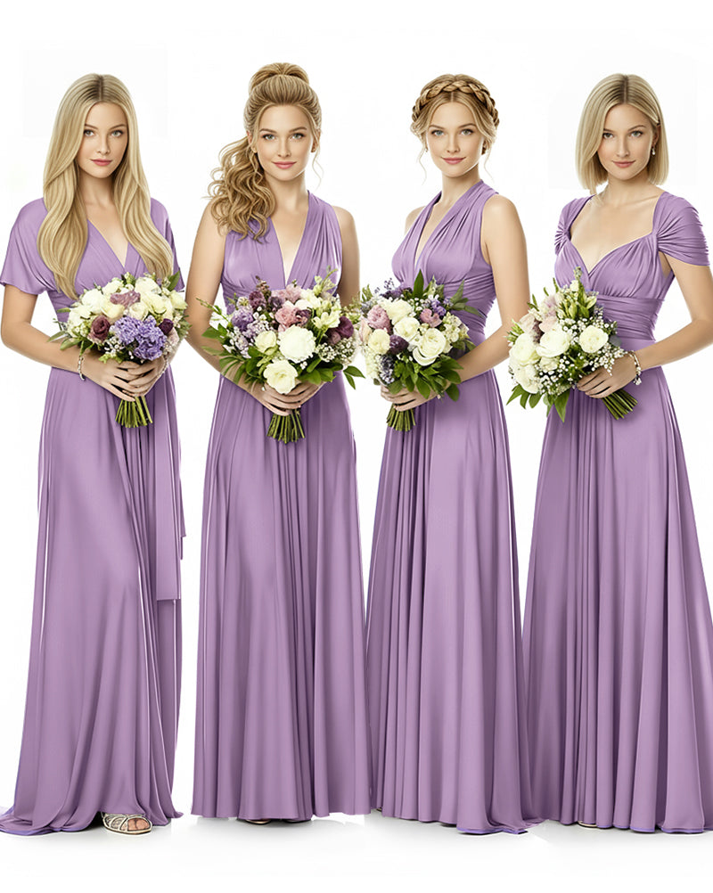 Convertible Maxi Infinity Dress With Pockets Regular Plus size Wedding Bridal Party Bridemaids Gown wisteria mauve 