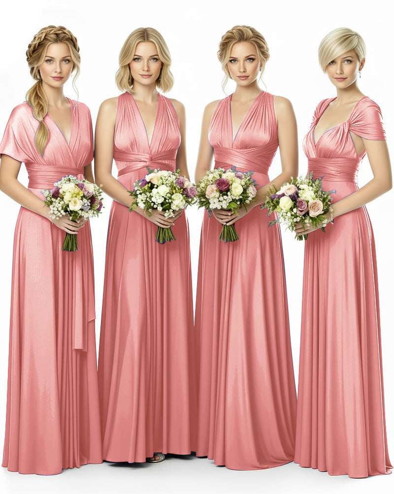 Mulity Convertible Bridesmaid Dress in Infinity Wrap Style with Pockets Regular Plus size Wedding Bridal Party Bridemaids Gownblushing pink 