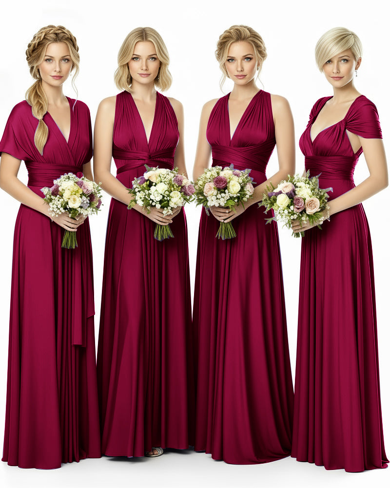 Mulity Convertible Bridesmaid Dress in Infinity Wrap Style with Pockets Regular Plus size Wedding Bridal Party Bridemaids Gownburgundy 