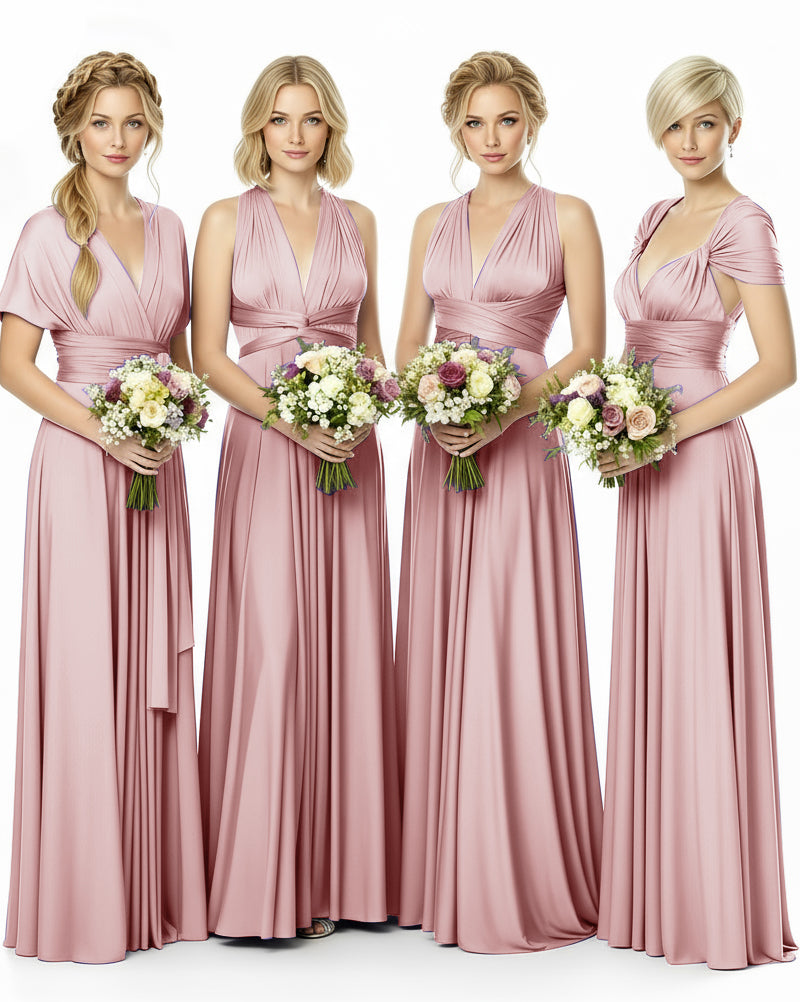 Mulity Convertible Bridesmaid Dress in Infinity Wrap Style with Pockets Regular Plus size Wedding Bridal Party Bridemaids Gowndusty rose 