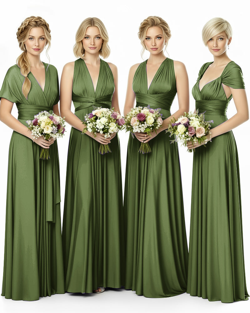 Mulity Convertible Bridesmaid Dress in Infinity Wrap Style with Pockets Regular Plus size Wedding Bridal Party Bridemaids Gownolive 