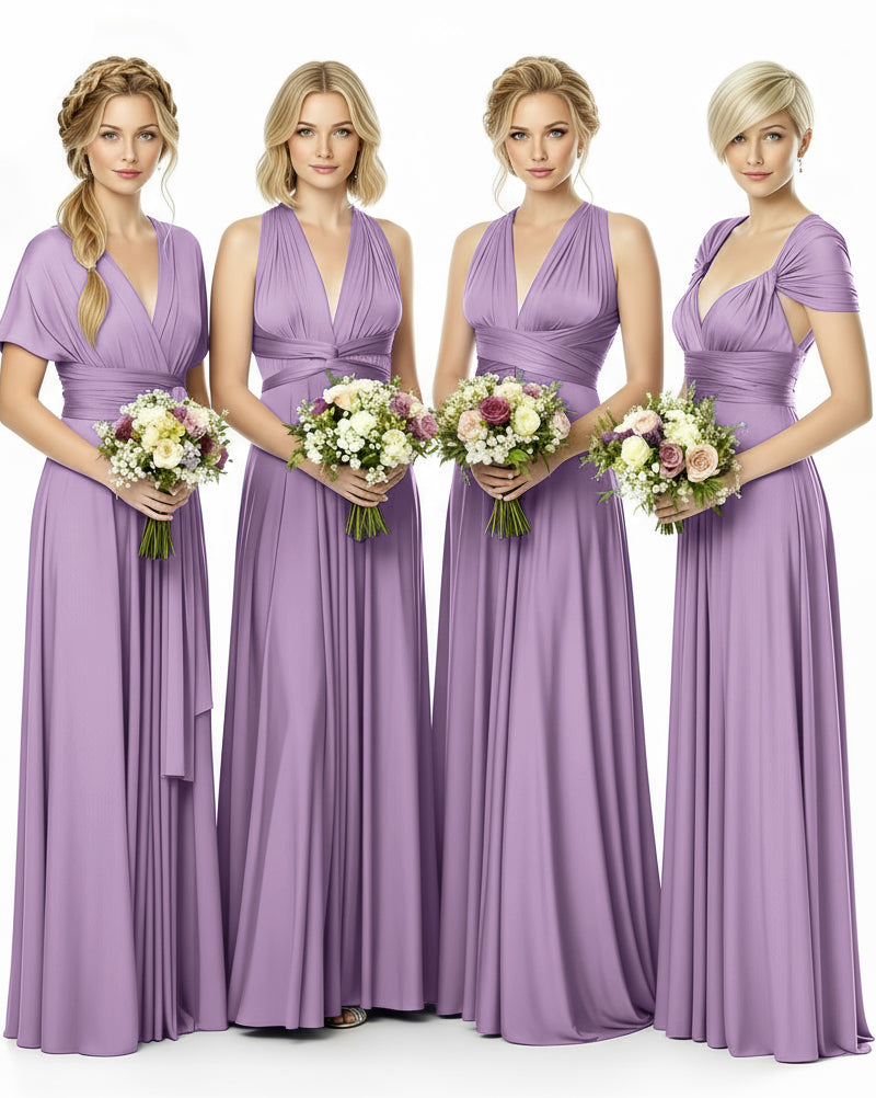 Mulity Convertible Bridesmaid Dress in Infinity Wrap Style with Pockets Regular Plus size Wedding Bridal Party Bridemaids Gownwisteria mauve 