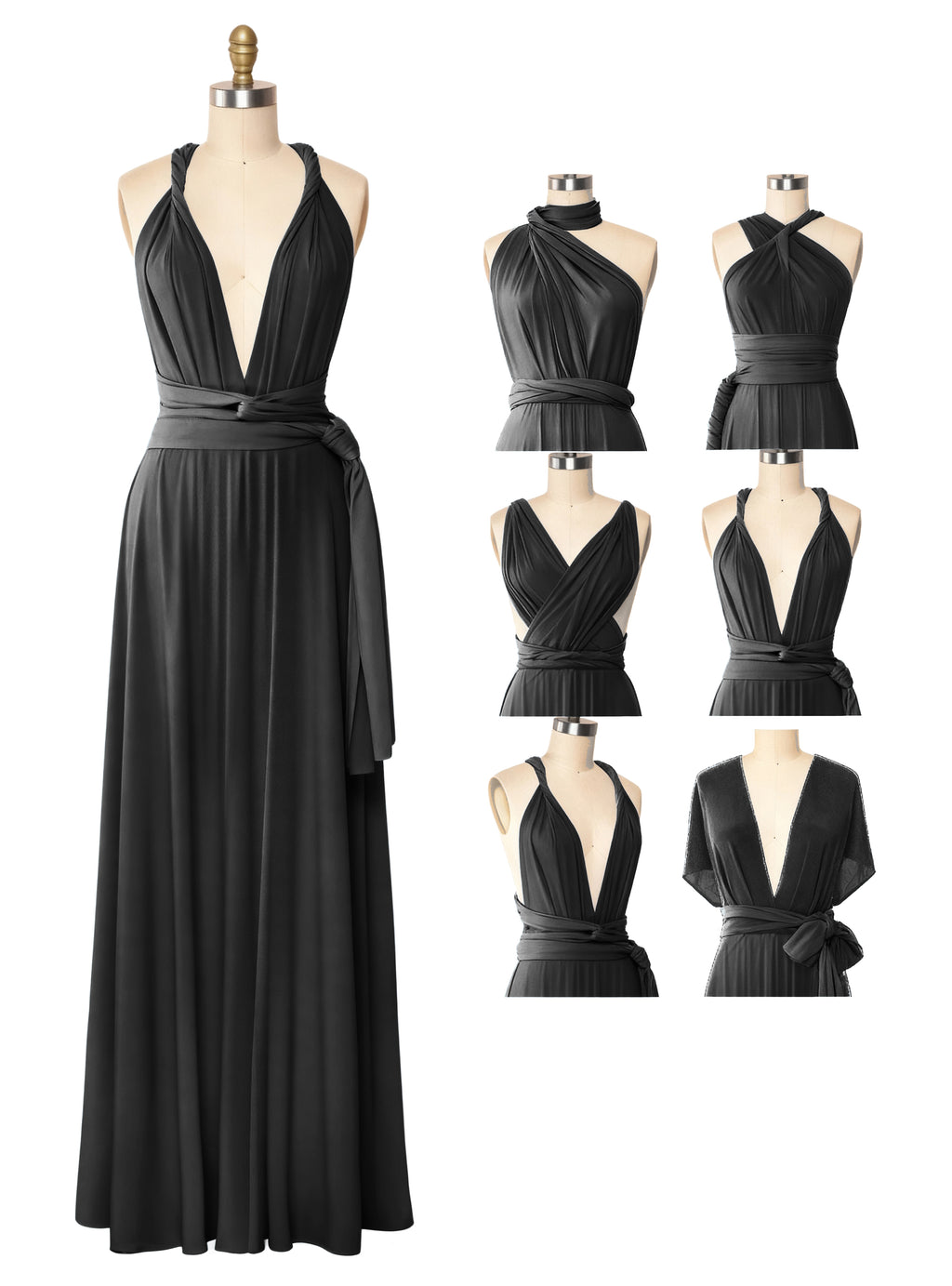 Multiway Convertible Bridesmaid Maxi Infinity Dress With Pockets Regular Plus size Wedding Bridal Party Bridemaids Gown