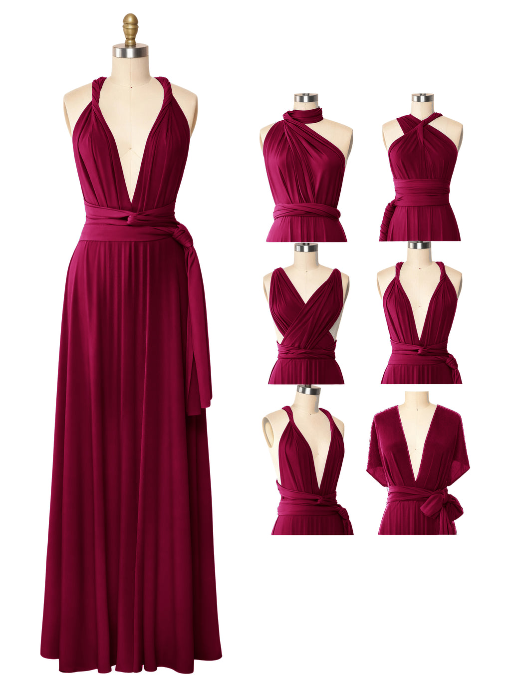 Convertible Bridesmaid Wrap Maxi Infinity Dress Regular Plus size Wedding Bridal Party Bridemaids Gown