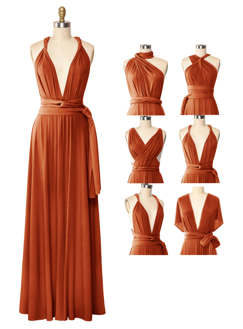 Transformable Long Convertible Infinity Multiway Dress with Pockets Regular Plus size Wedding Bridal Party Bridemaids Gown