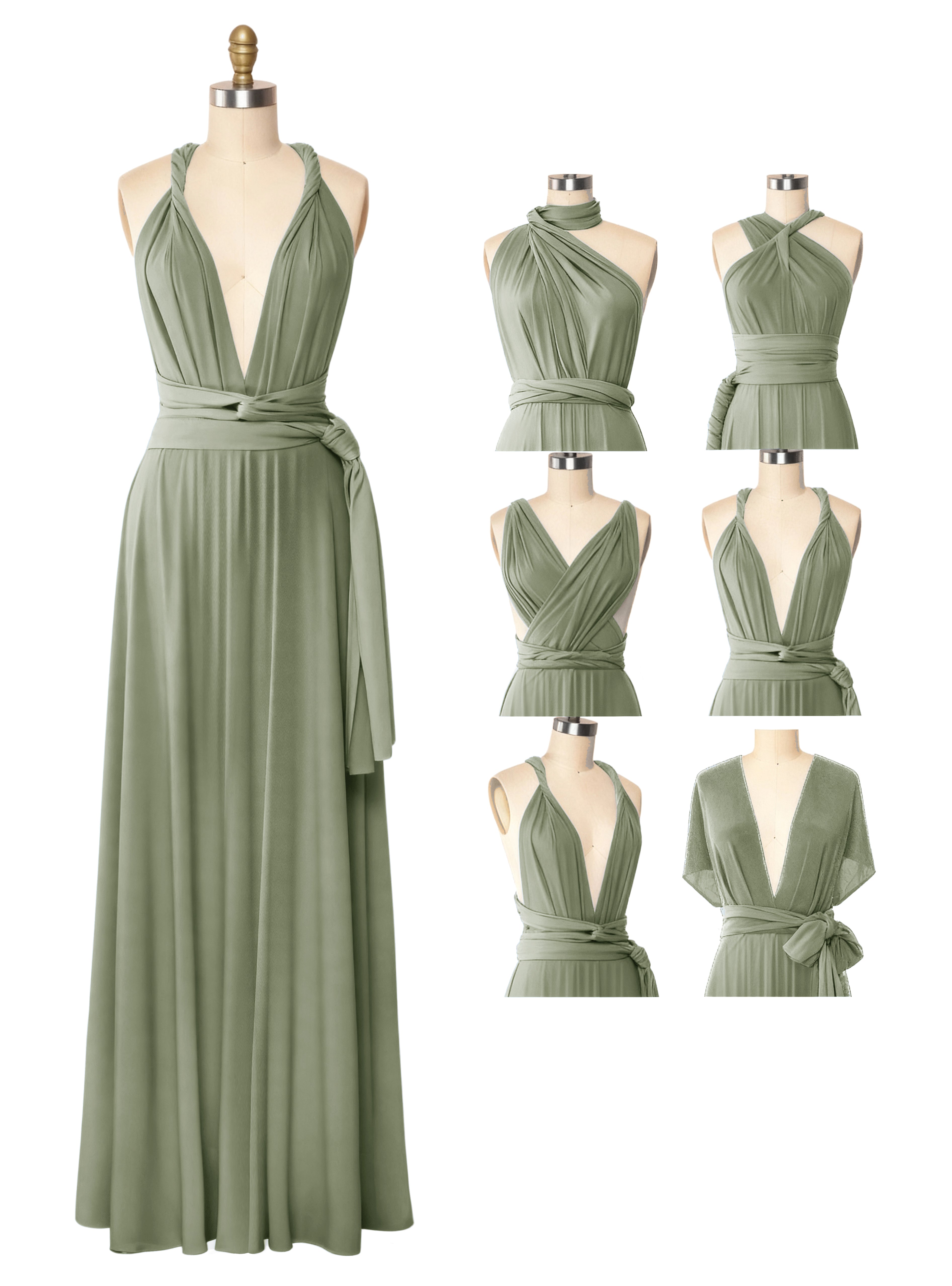 Convertible Maxi Infinity Dress With Pockets Regular Plus size Wedding Bridal Party Bridemaids Gown