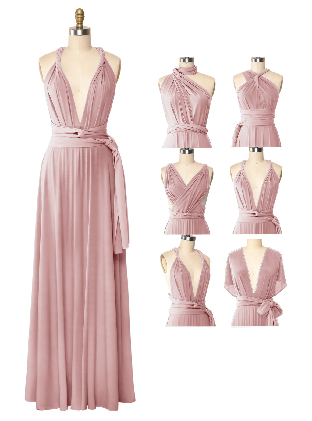Bridesmaid Dress With Pockets Multiway Inifinity Wrap Regular Plus size Wedding Bridal Party Bridemaids Gown