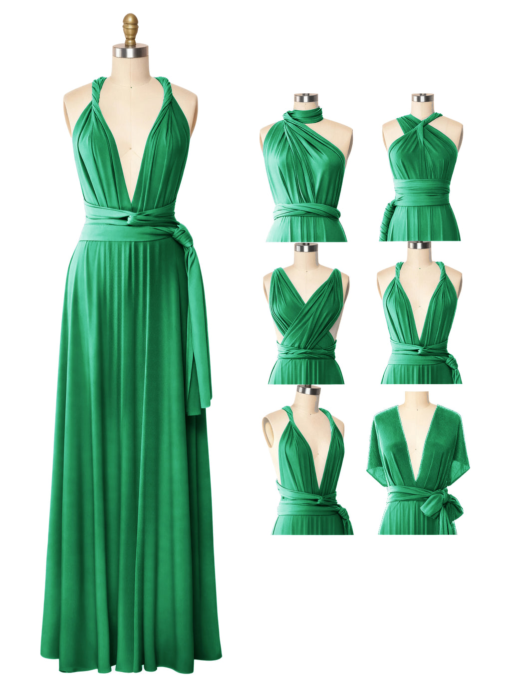 Multiway Wrap Maxi Gown Infinity Dress with Pockets Regular Plus size Wedding Bridal Party Bridemaids Gown