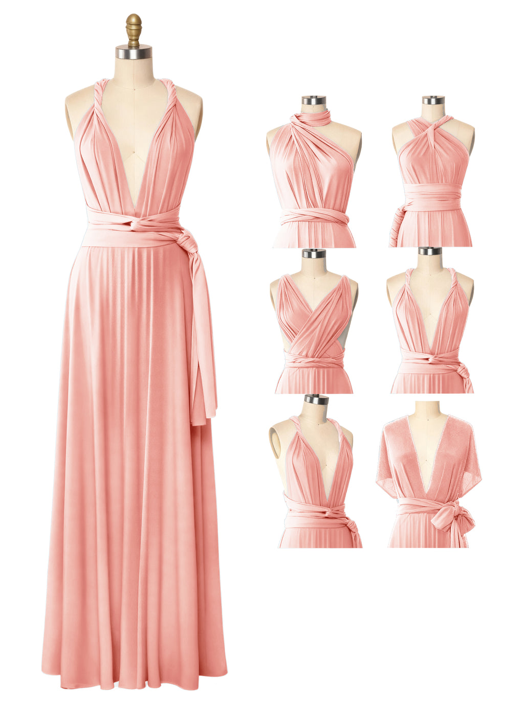 Wedding Party Convertible Infinity Dress with Pockets Regular Plus size Wedding Bridal Party Bridemaids Gown