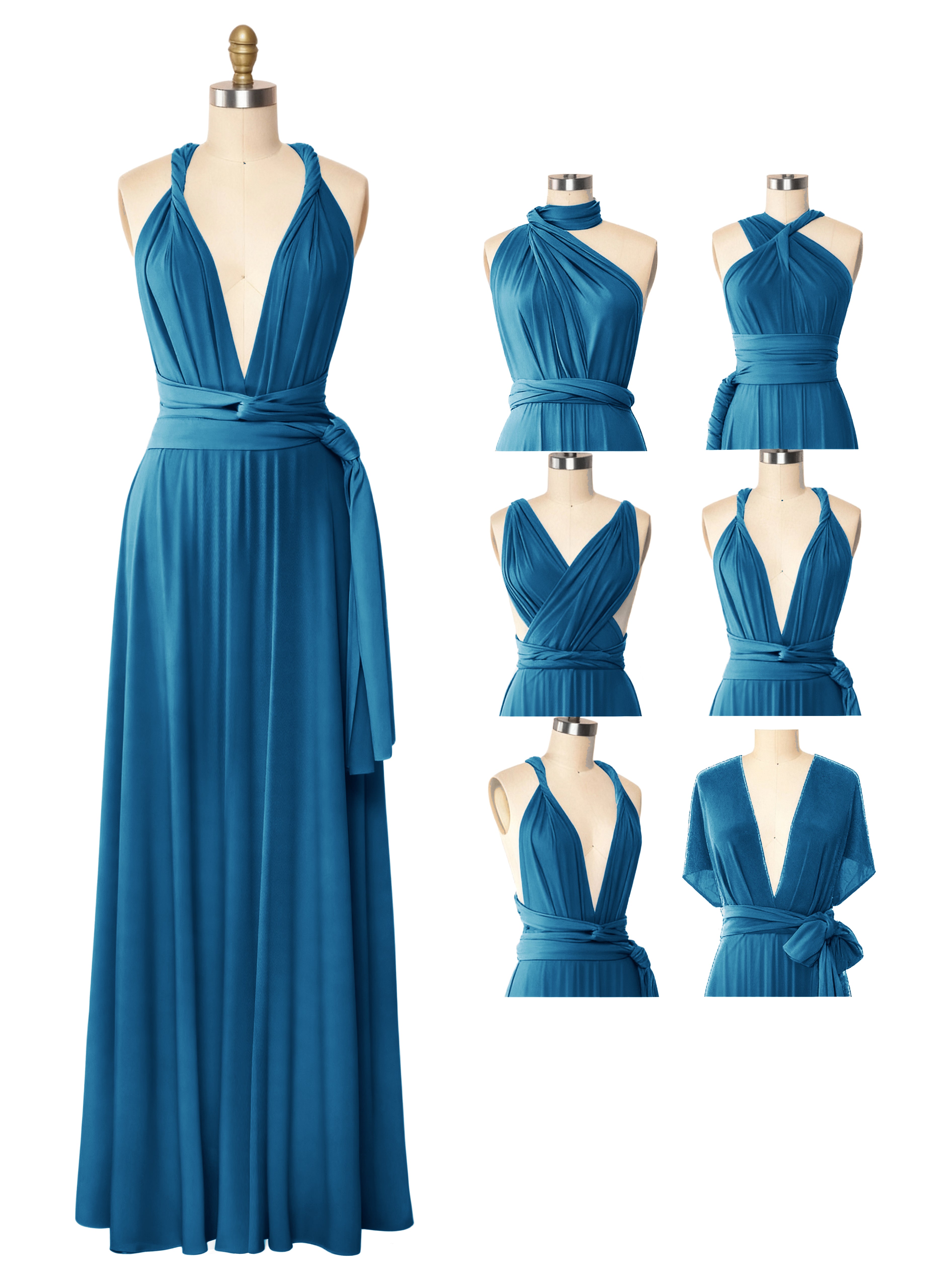 Multiway Infinity Convertible Maxi Bridesmaid Wrap Dress Bridal Party Regular Plus size Wedding Bridemaids Gown