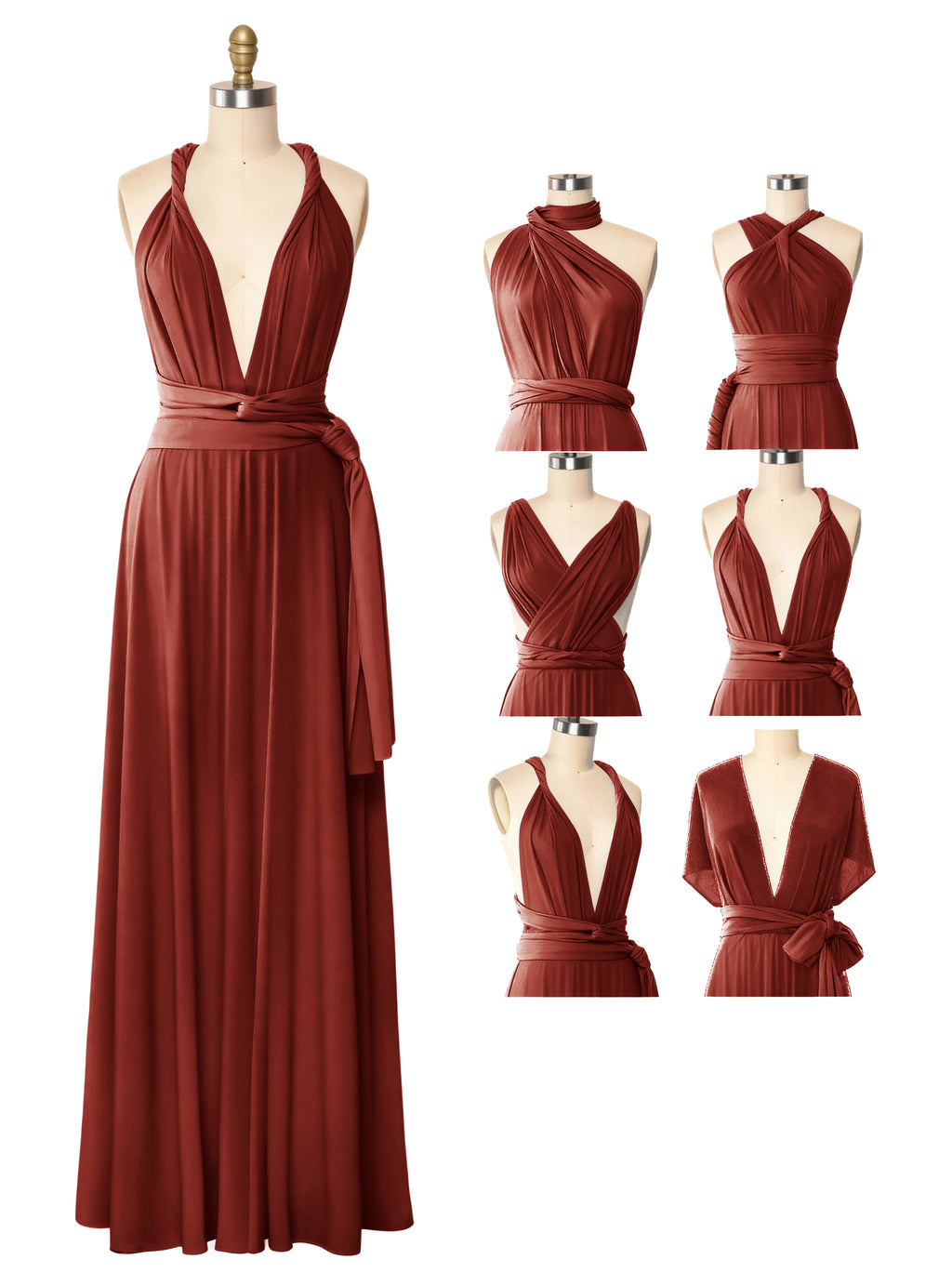 Convertible Maxi Dress With Pockets Regular Plus size Wedding Bridal Party Bridemaids Gown