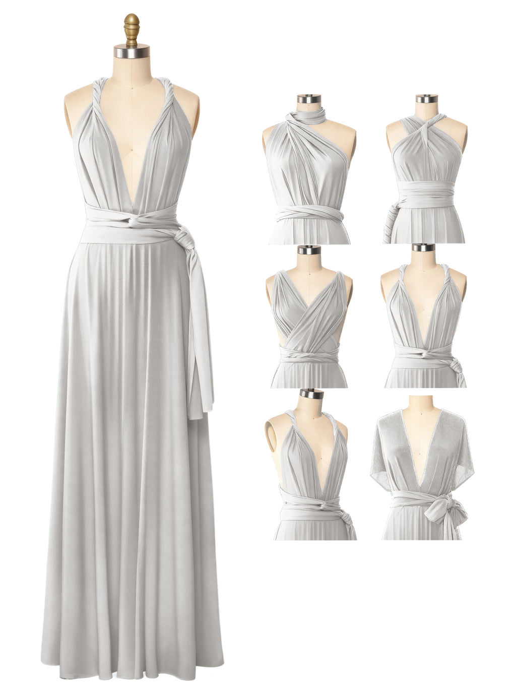 Multi-Way Wrap Inifinity Convertible Maxi Dress Regular Plus size Wedding Bridal Party Bridemaids Gown