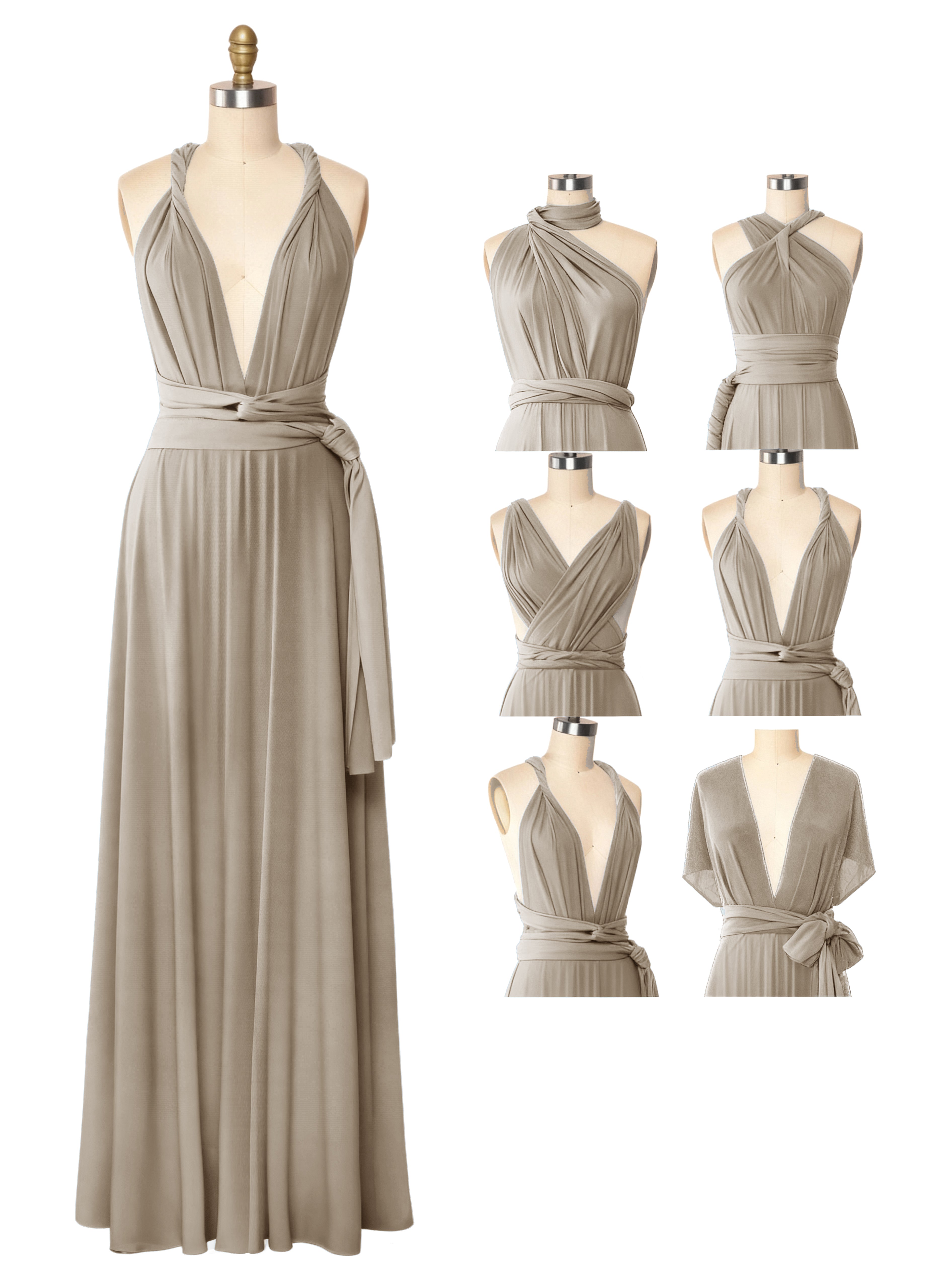 Luxe Convertible Bridesmaid Maxi Inifity Dress for Elegant Occasions With Pockets Regular Plus size Wedding Bridal Party Bridemaids Gown