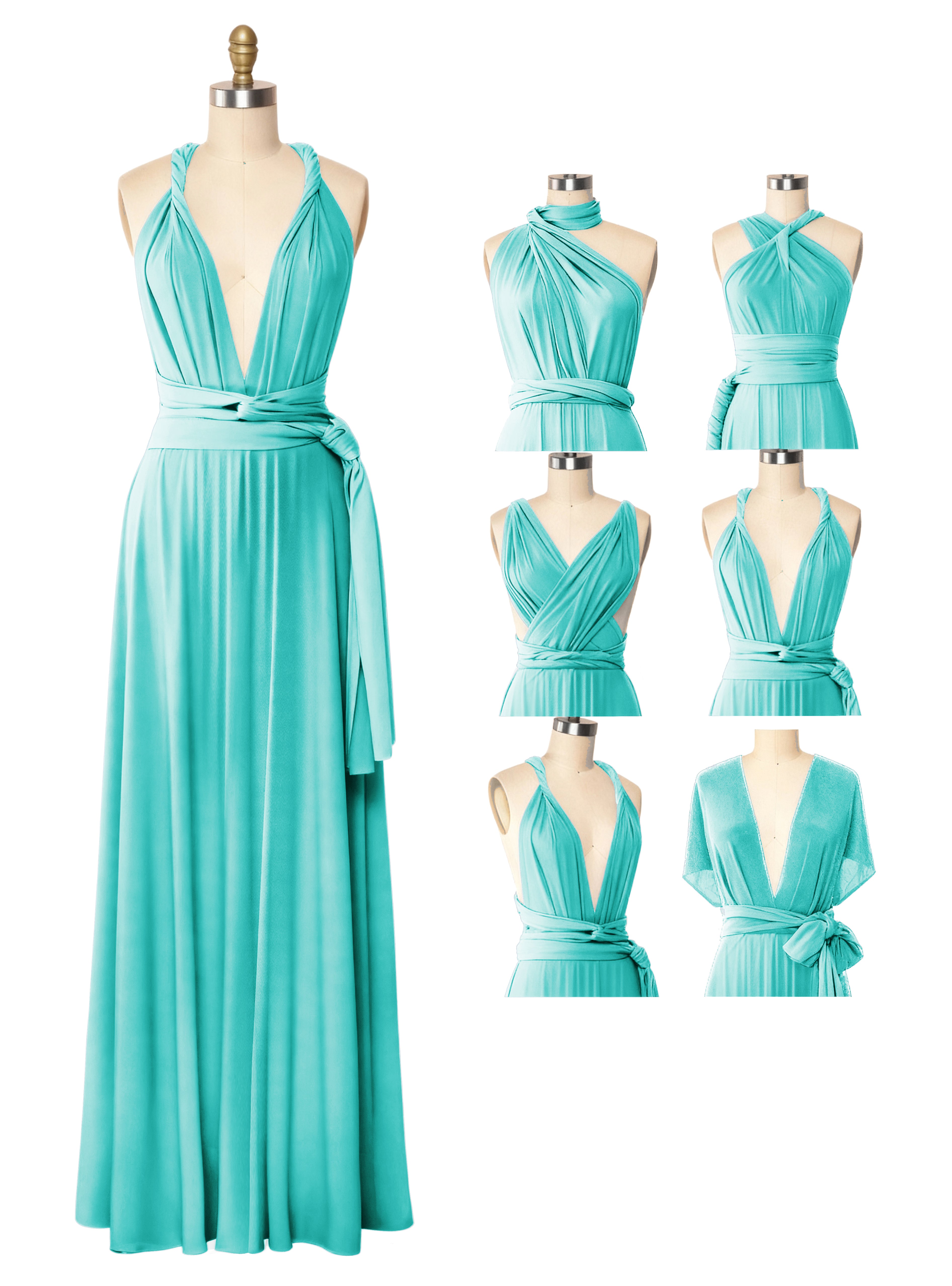 Multiway Infinity Convertible Maxi Bridesmaid Wrap Dress Bridal Party Regular Plus size Wedding Bridemaids Gown