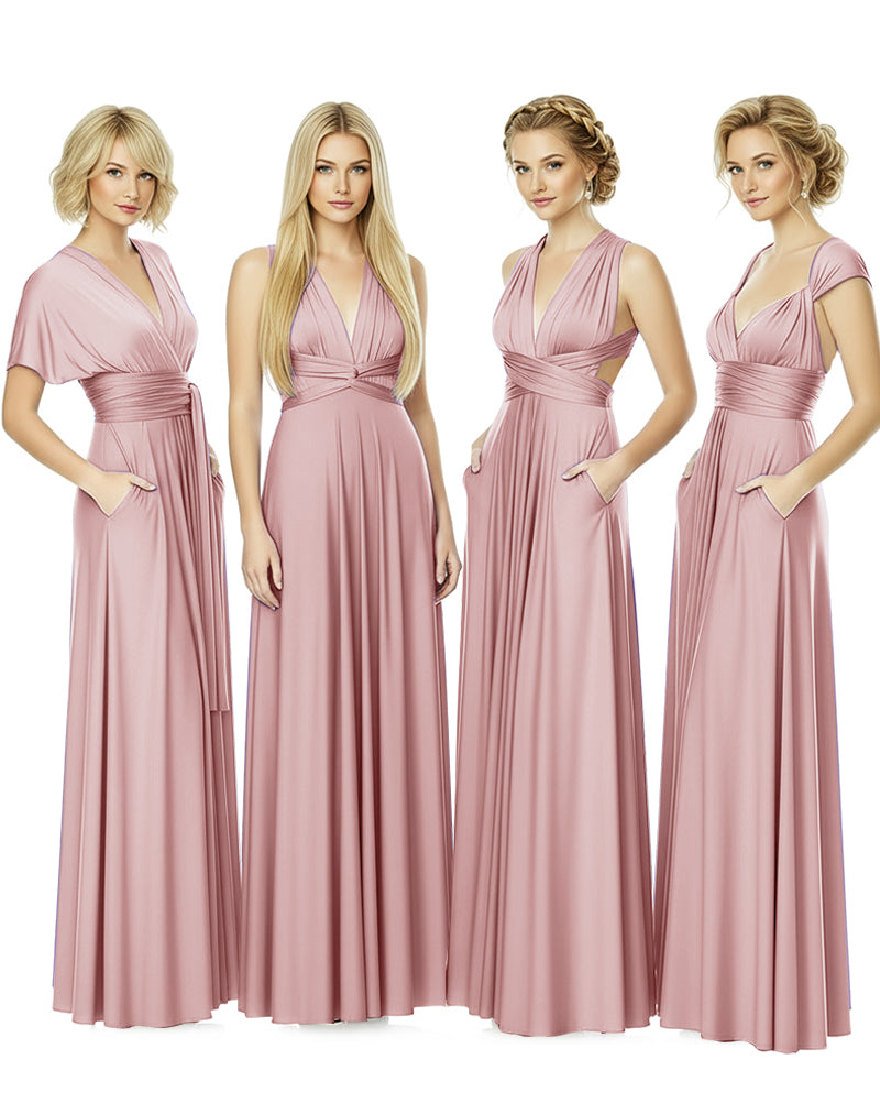 Convertible Bridesmaid Convertible Infinity Dress With Pockets Regular Plus size Wedding Bridal Party Bridemaids Gowndusty rose 