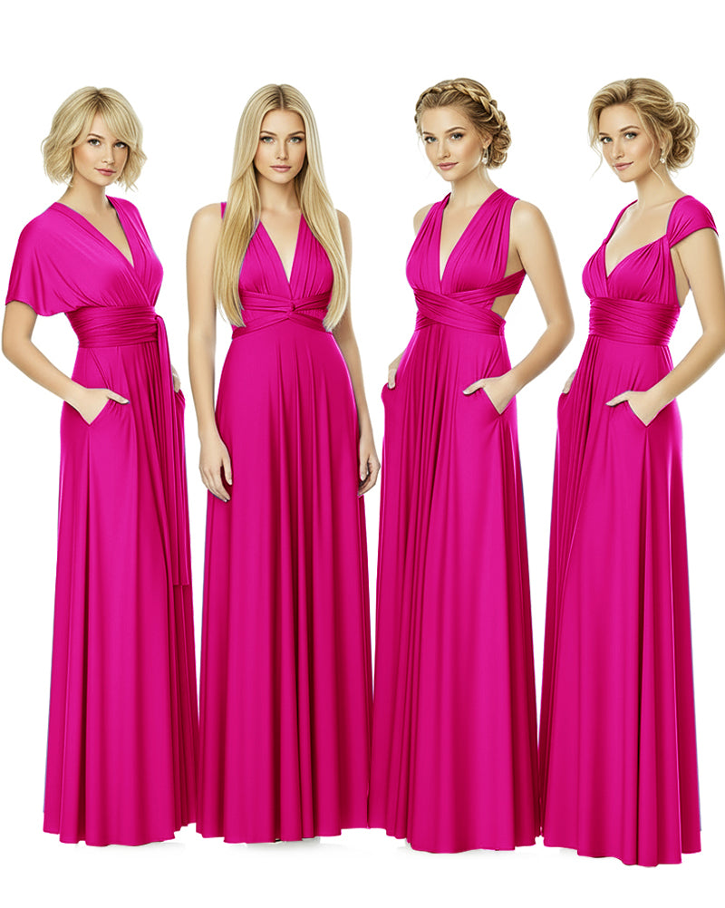 Convertible Bridesmaid Convertible Infinity Dress With Pockets Regular Plus size Wedding Bridal Party Bridemaids Gownfuchsia 