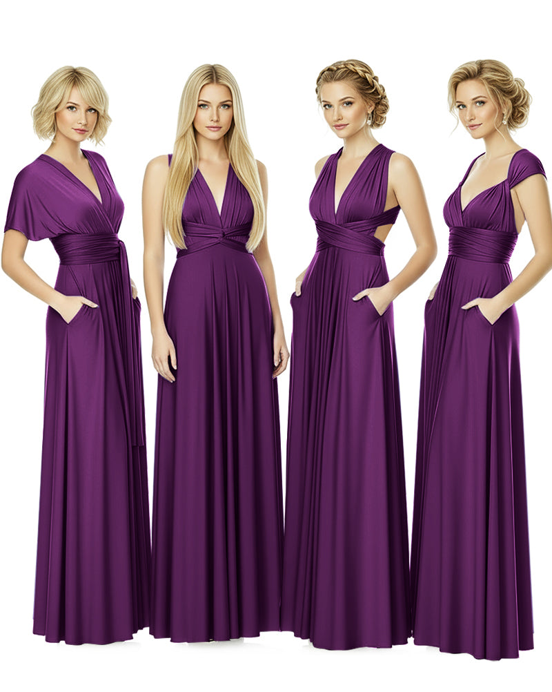 Convertible Bridesmaid Convertible Infinity Dress With Pockets Regular Plus size Wedding Bridal Party Bridemaids Gowngrape 