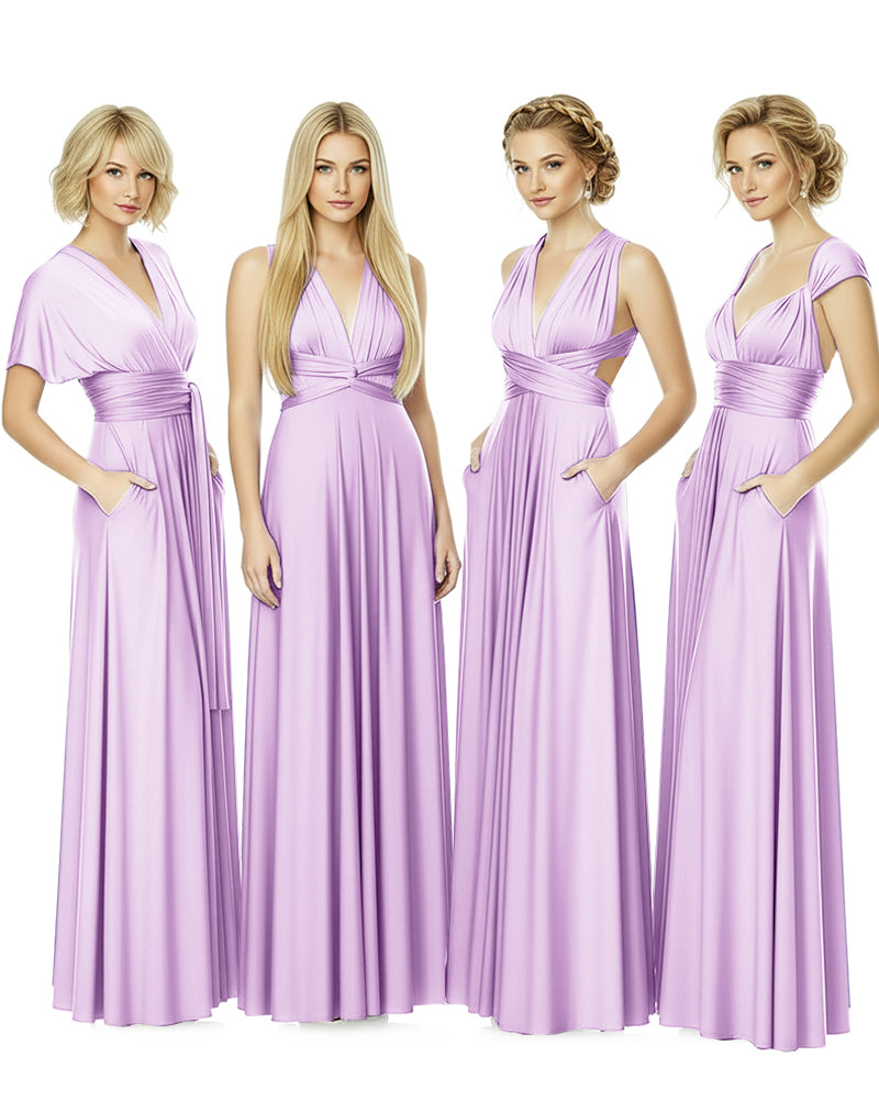 Convertible Bridesmaid Convertible Infinity Dress With Pockets Regular Plus size Wedding Bridal Party Bridemaids Gownlilac 