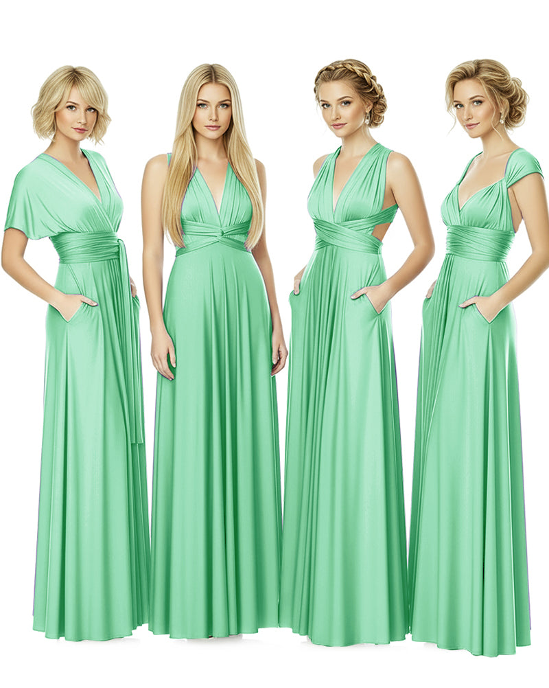 Convertible Bridesmaid Convertible Infinity Dress With Pockets Regular Plus size Wedding Bridal Party Bridemaids Gownmint green 
