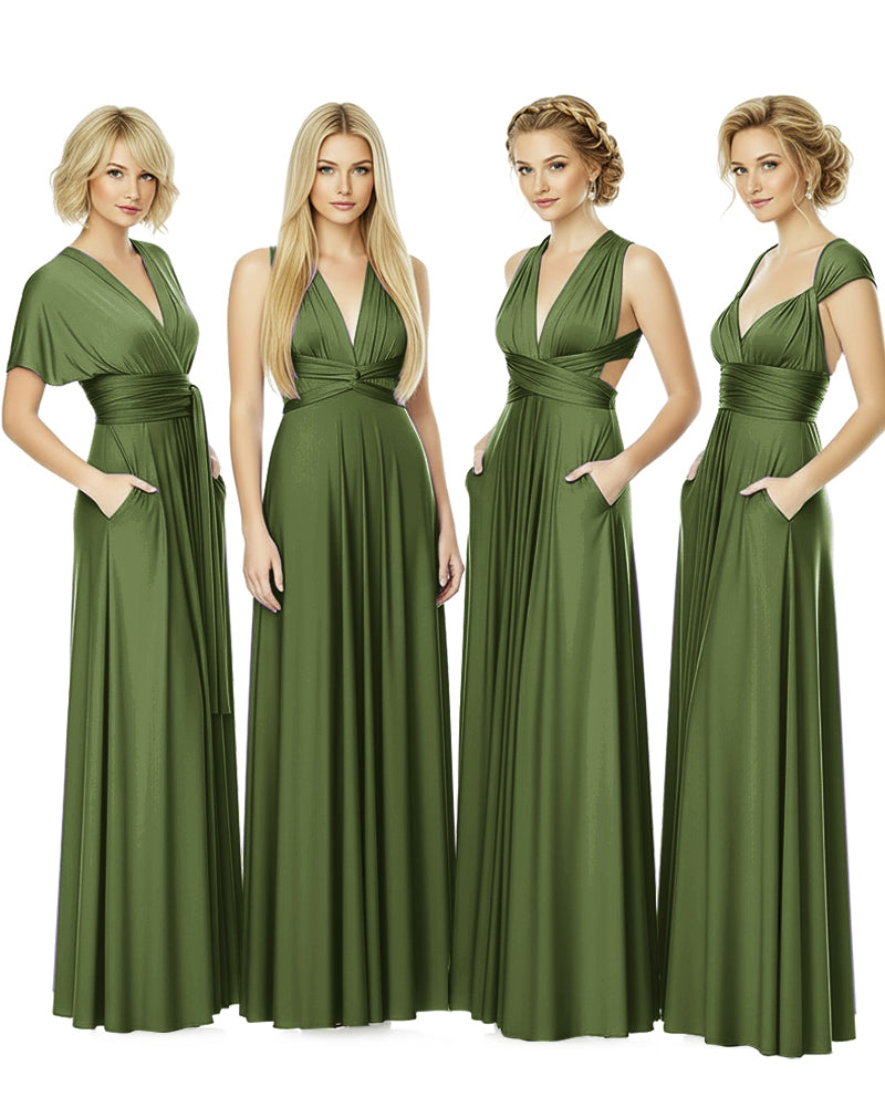 Convertible Bridesmaid Convertible Infinity Dress With Pockets Regular Plus size Wedding Bridal Party Bridemaids Gownolive 