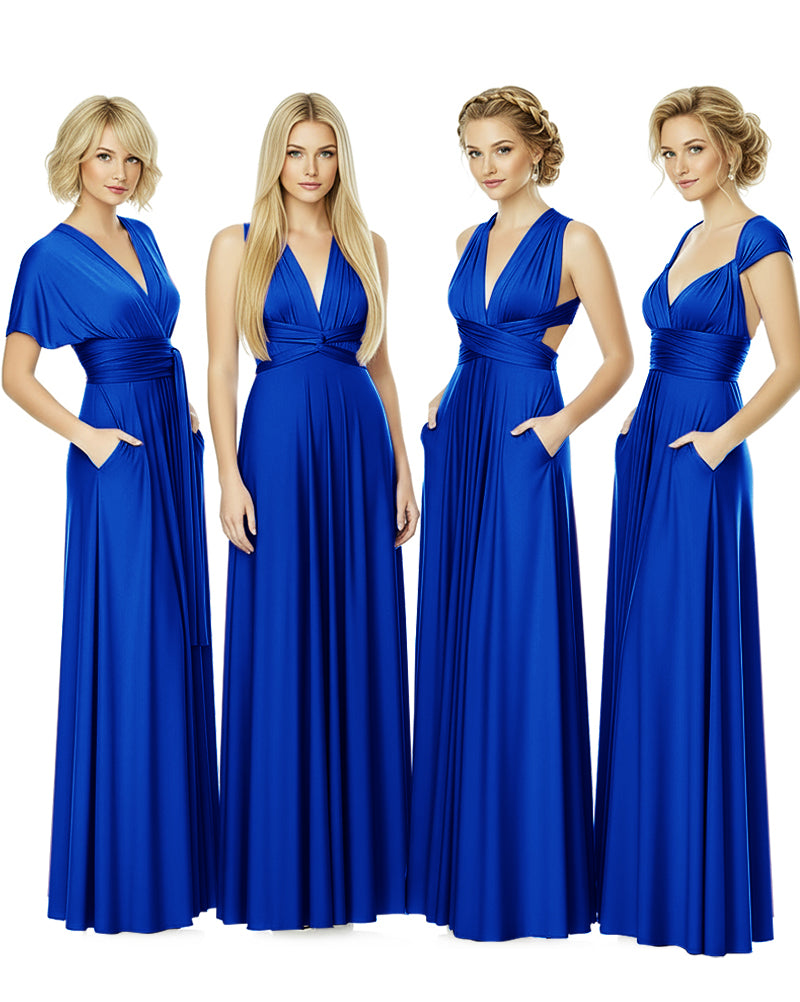 Convertible Bridesmaid Convertible Infinity Dress With Pockets Regular Plus size Wedding Bridal Party Bridemaids Gownroyal blue 