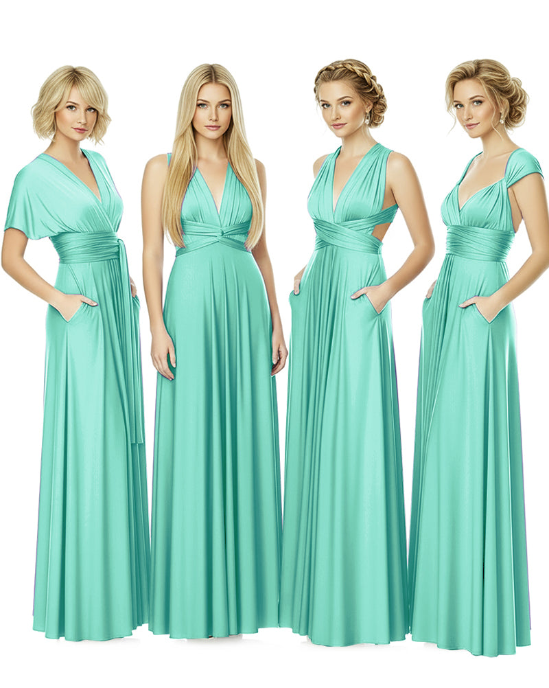 Convertible Bridesmaid Convertible Infinity Dress With Pockets Regular Plus size Wedding Bridal Party Bridemaids Gownsage 
