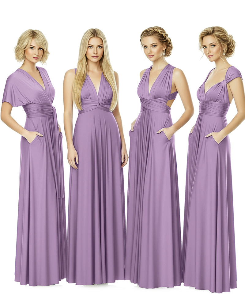 Convertible Bridesmaid Convertible Infinity Dress With Pockets Regular Plus size Wedding Bridal Party Bridemaids Gownwisteria mauve 
