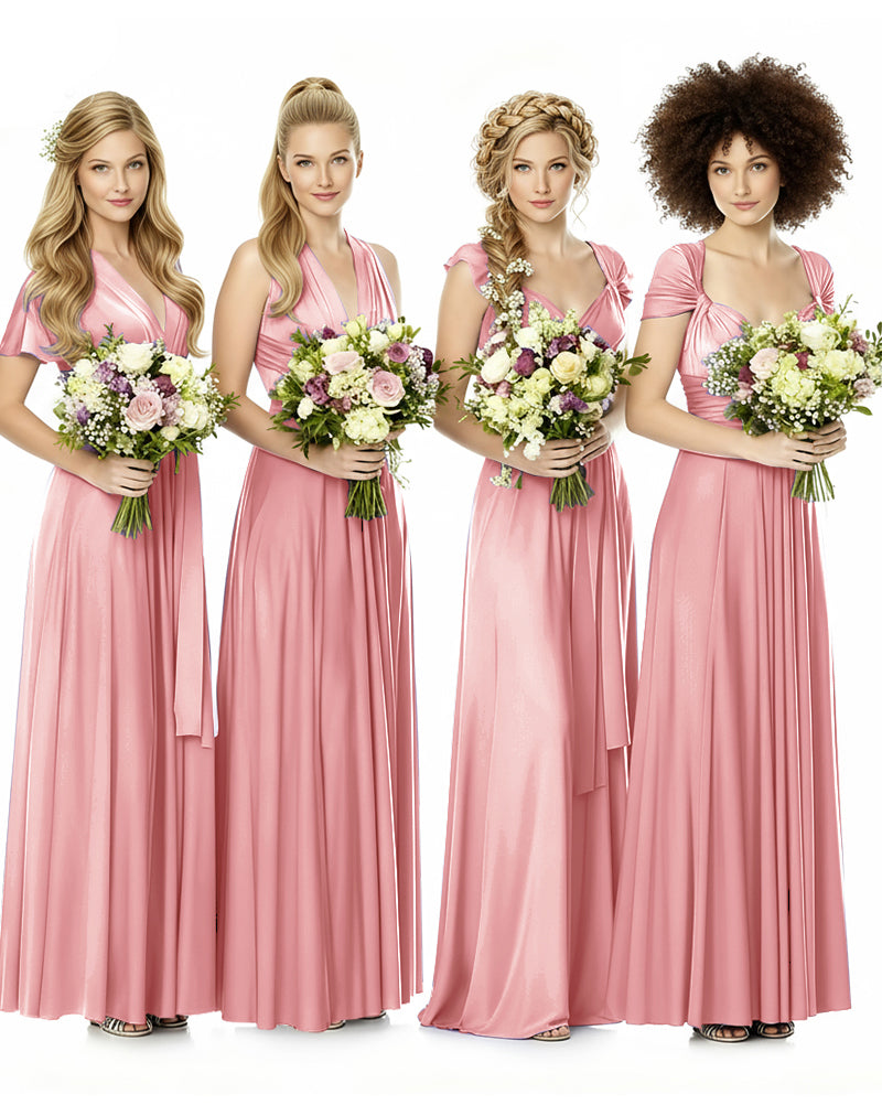 Convertible Bridesmaid Infinity Dress with Pockets Regular Plus size Wedding Bridal Party Bridemaids Gownblushing pink 