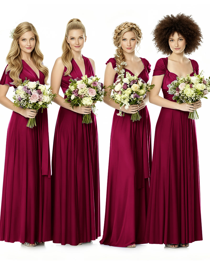 Convertible Bridesmaid Infinity Dress with Pockets Regular Plus size Wedding Bridal Party Bridemaids Gownburgundy 
