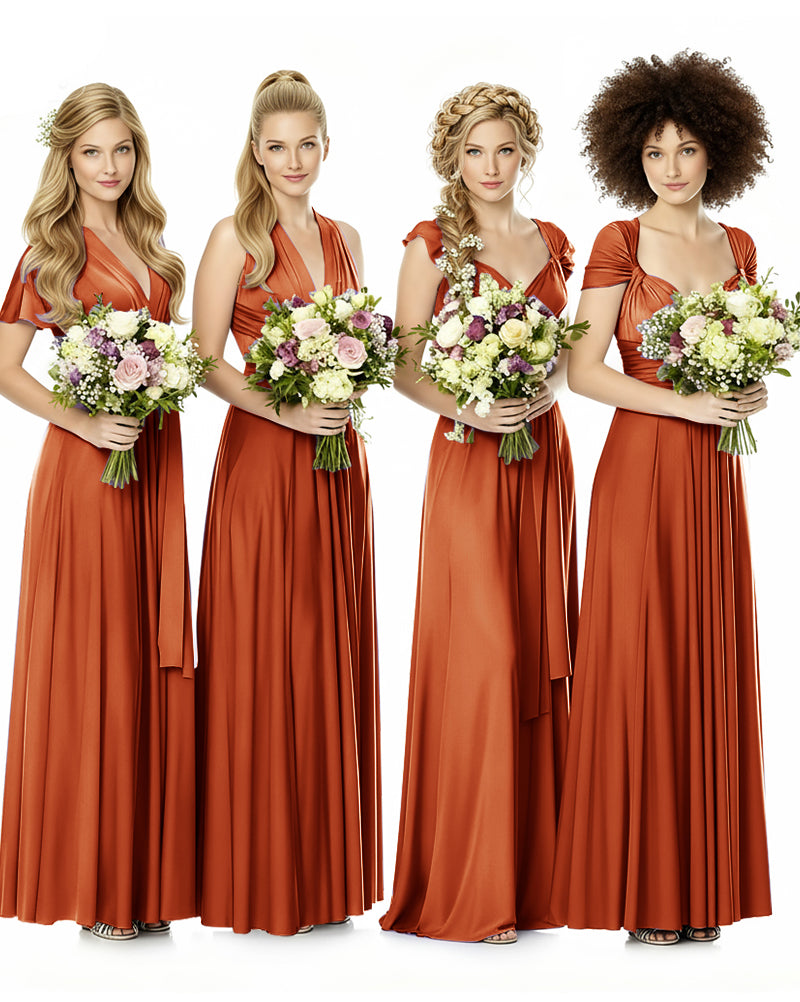 Convertible Bridesmaid Infinity Dress with Pockets Regular Plus size Wedding Bridal Party Bridemaids Gownburnt orange 