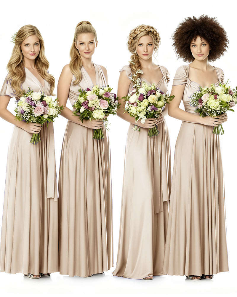 Convertible Bridesmaid Infinity Dress with Pockets Regular Plus size Wedding Bridal Party Bridemaids Gownchampagne 