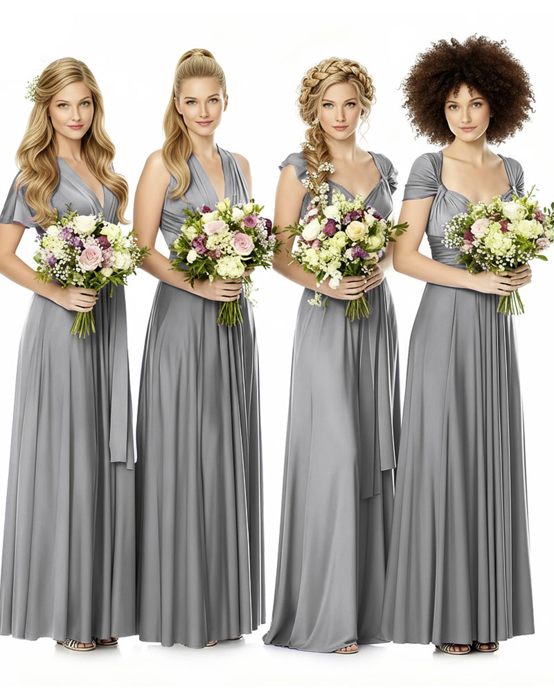 Convertible Bridesmaid Infinity Dress with Pockets Regular Plus size Wedding Bridal Party Bridemaids Gowncharcoal grey 