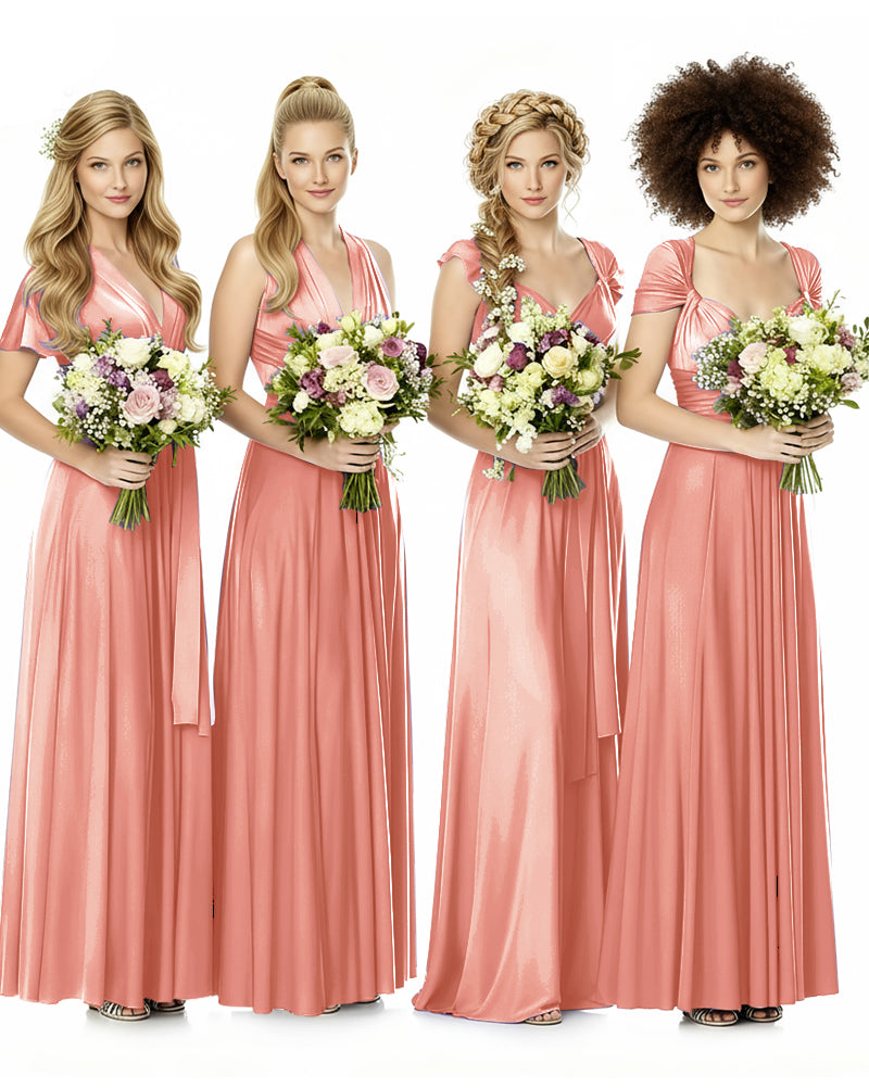 Convertible Bridesmaid Infinity Dress with Pockets Regular Plus size Wedding Bridal Party Bridemaids Gowncoral 