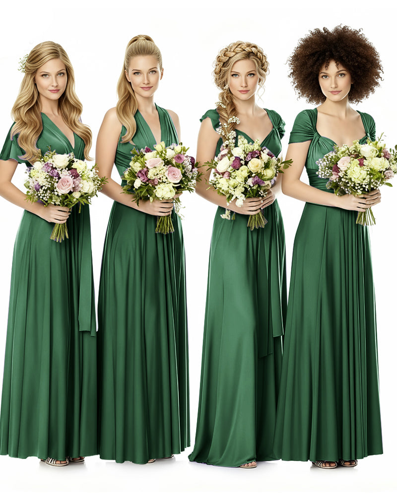 Convertible Bridesmaid Infinity Dress with Pockets Regular Plus size Wedding Bridal Party Bridemaids Gowndark green 