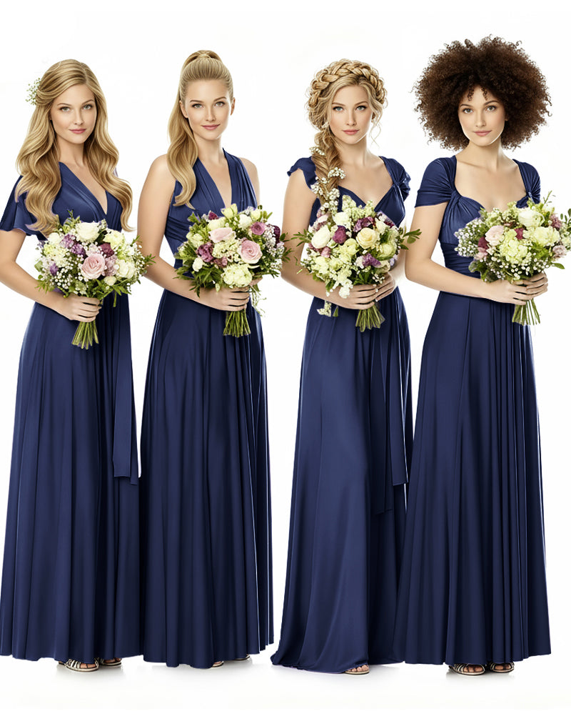Convertible Bridesmaid Infinity Dress with Pockets Regular Plus size Wedding Bridal Party Bridemaids Gowndark navy 