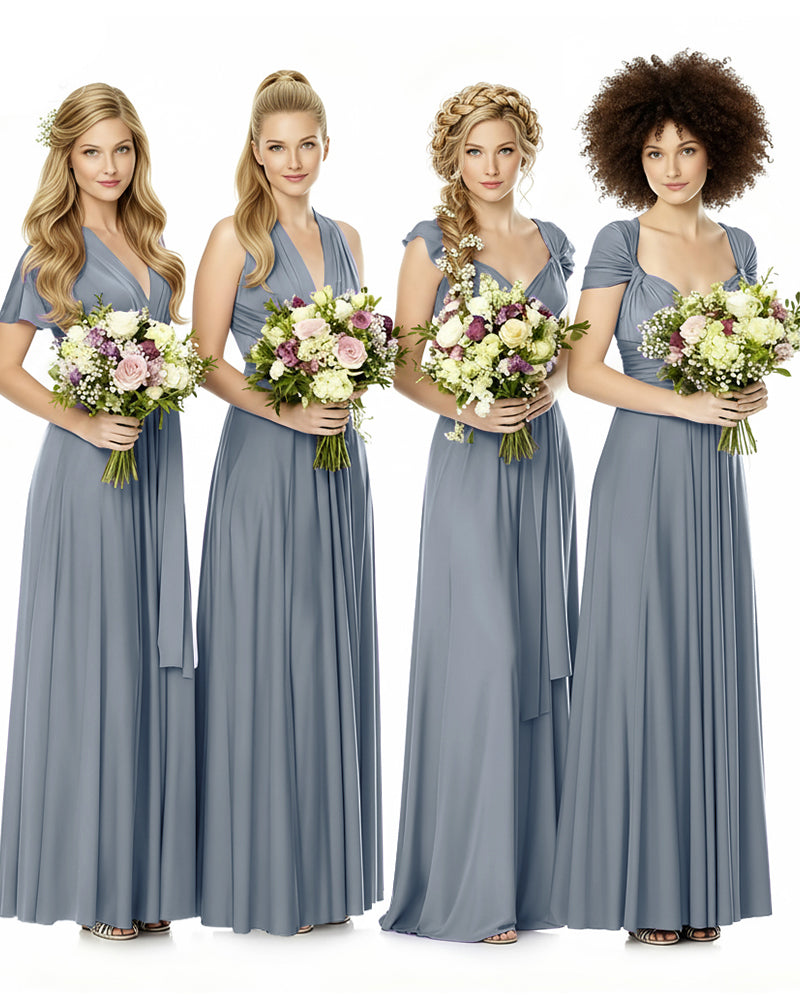 Convertible Bridesmaid Infinity Dress with Pockets Regular Plus size Wedding Bridal Party Bridemaids Gowndusty blue 