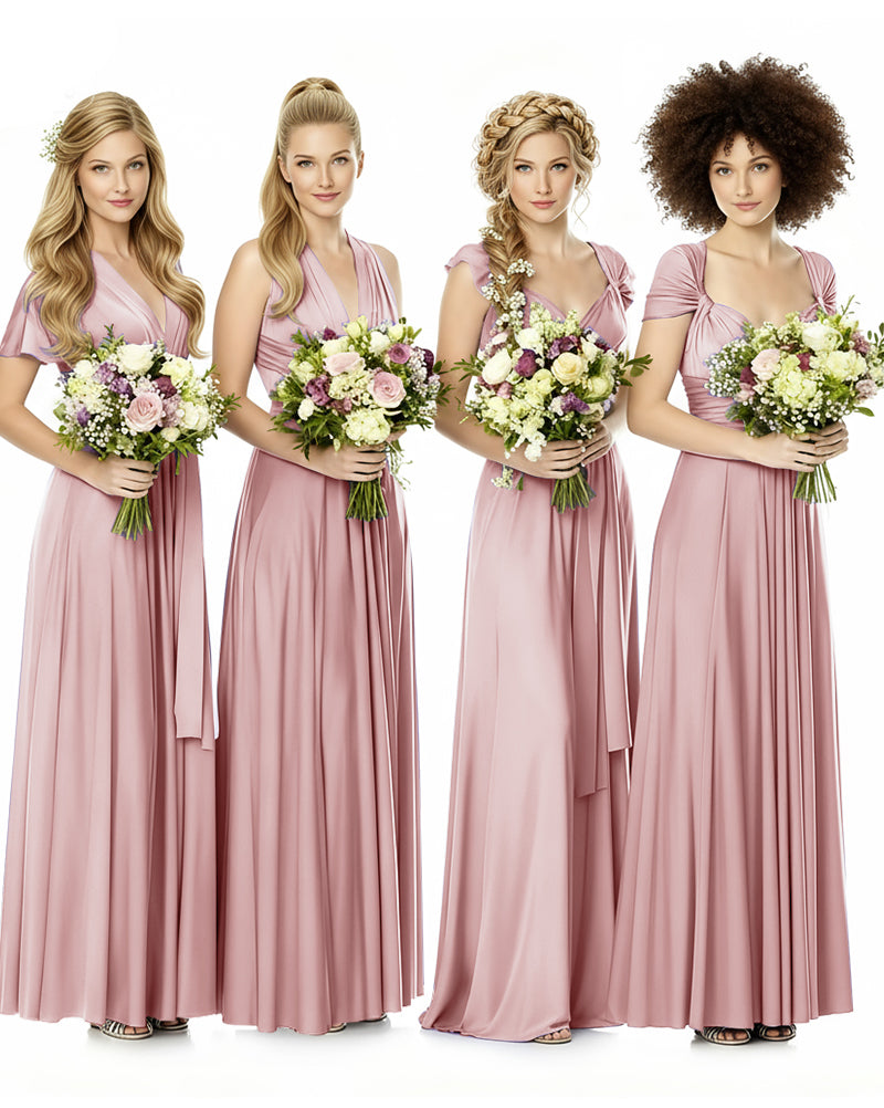 Convertible Bridesmaid Infinity Dress with Pockets Regular Plus size Wedding Bridal Party Bridemaids Gowndusty rose 