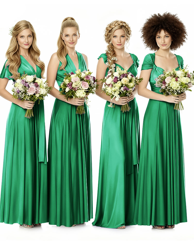 Convertible Bridesmaid Infinity Dress with Pockets Regular Plus size Wedding Bridal Party Bridemaids Gownemerald 