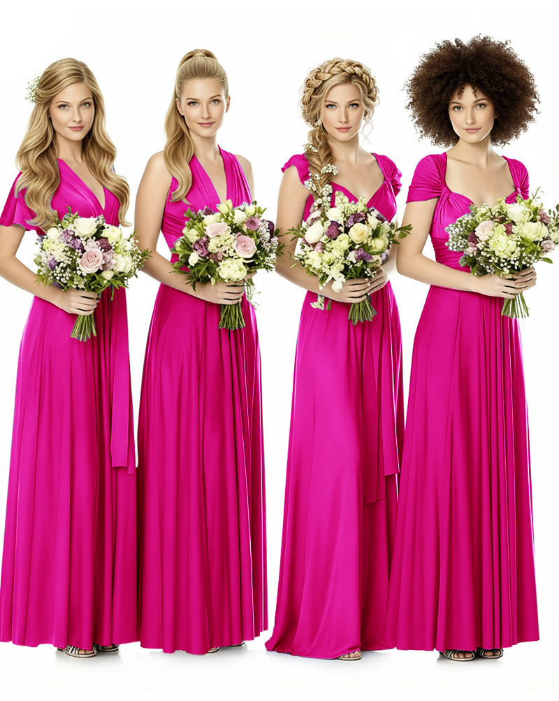 Convertible Bridesmaid Infinity Dress with Pockets Regular Plus size Wedding Bridal Party Bridemaids Gownfuchsia 