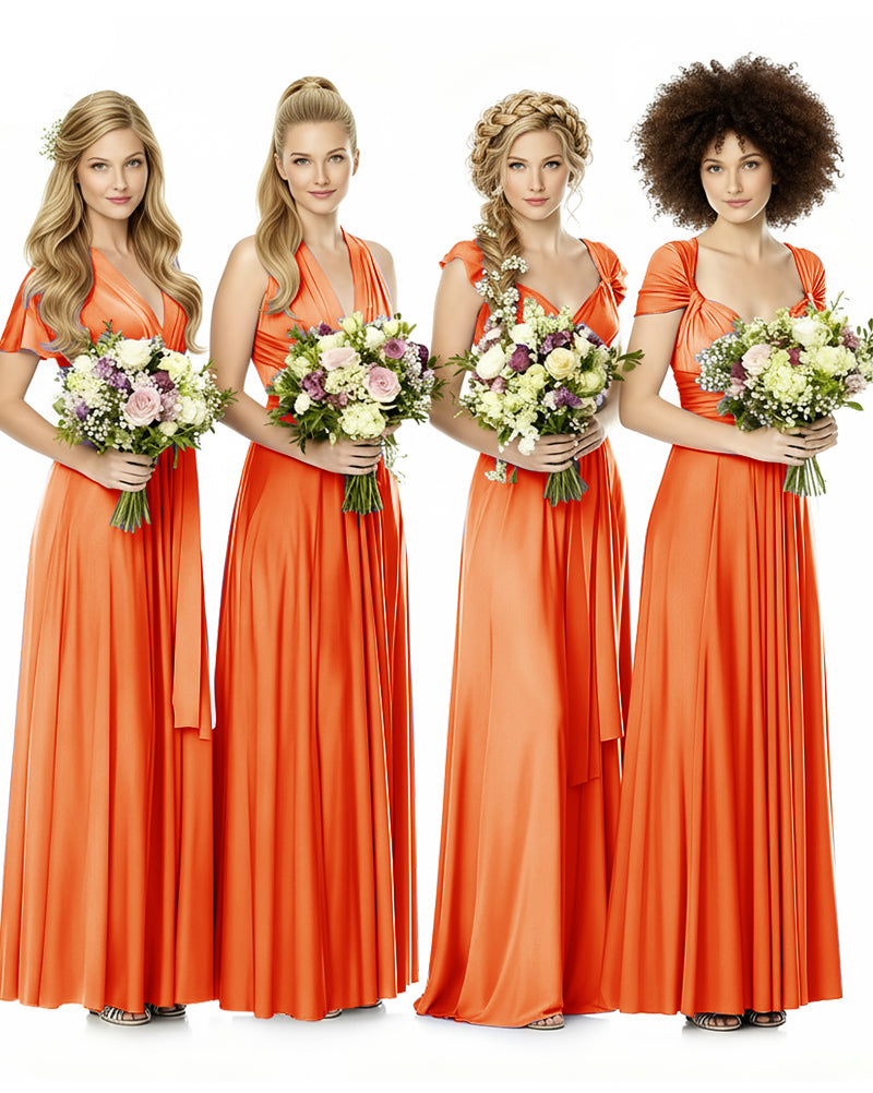 Convertible Bridesmaid Infinity Dress with Pockets Regular Plus size Wedding Bridal Party Bridemaids Gownorange 