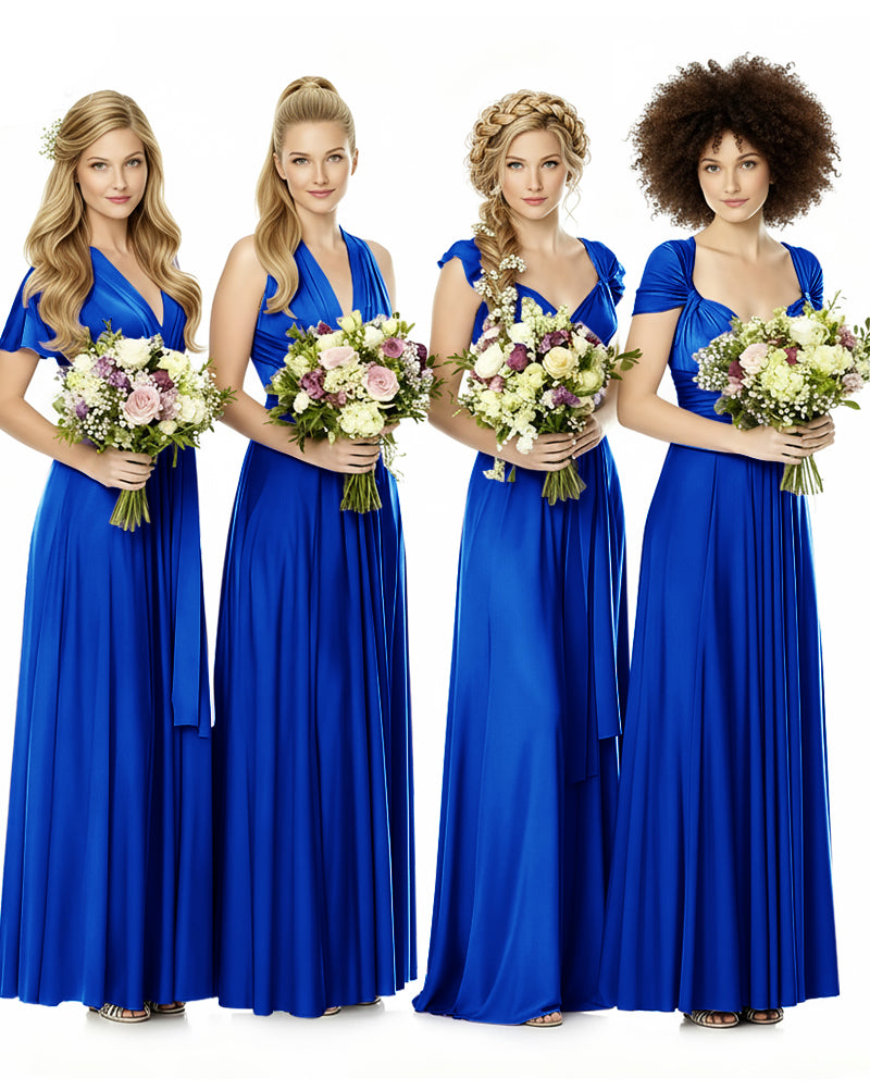Convertible Bridesmaid Infinity Dress with Pockets Regular Plus size Wedding Bridal Party Bridemaids Gownroyal blue 