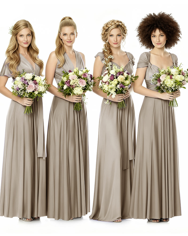 Convertible Bridesmaid Infinity Dress with Pockets Regular Plus size Wedding Bridal Party Bridemaids Gowntaupe 