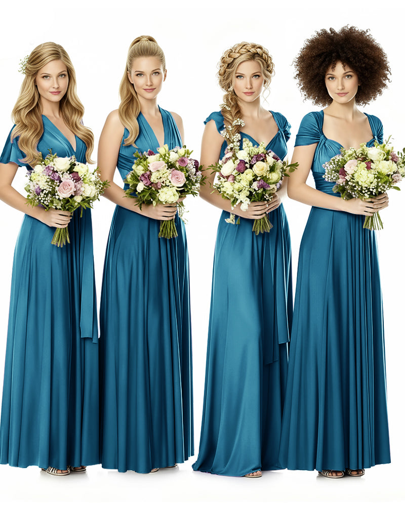 Convertible Bridesmaid Infinity Dress with Pockets Regular Plus size Wedding Bridal Party Bridemaids Gownteal blue 