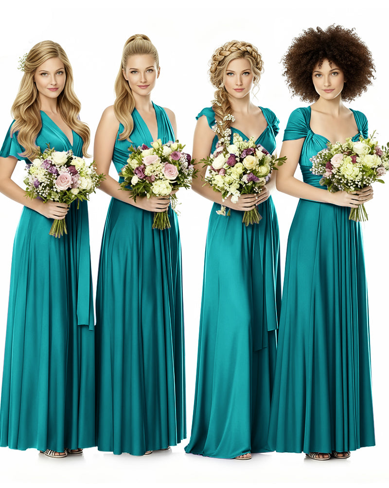 Convertible Bridesmaid Infinity Dress with Pockets Regular Plus size Wedding Bridal Party Bridemaids Gownteal green 