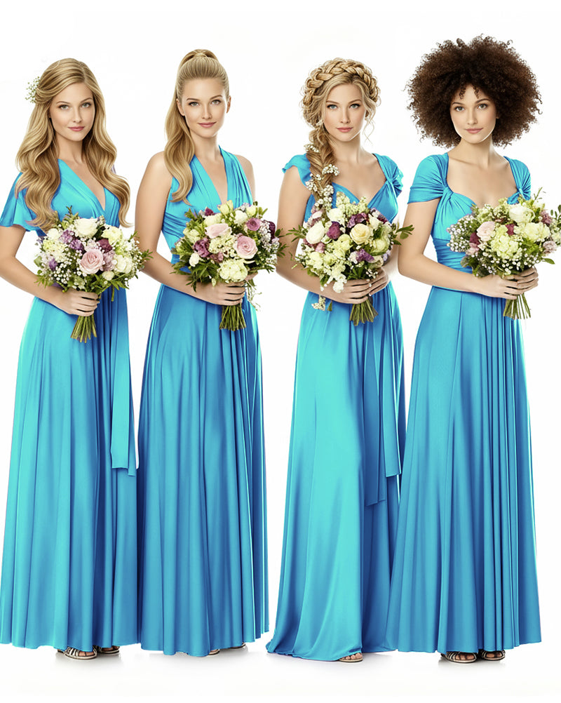 Convertible Bridesmaid Infinity Dress with Pockets Regular Plus size Wedding Bridal Party Bridemaids Gownturquoise blue 