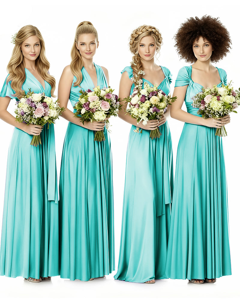 Convertible Bridesmaid Infinity Dress with Pockets Regular Plus size Wedding Bridal Party Bridemaids Gownturquoise 