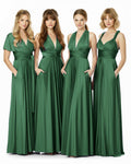 Convertible Bridesmaid Maxi Infinity Multiway Dress With Pockets Regular Plus size Wedding Bridal Party Bridemaids Gowndark green 