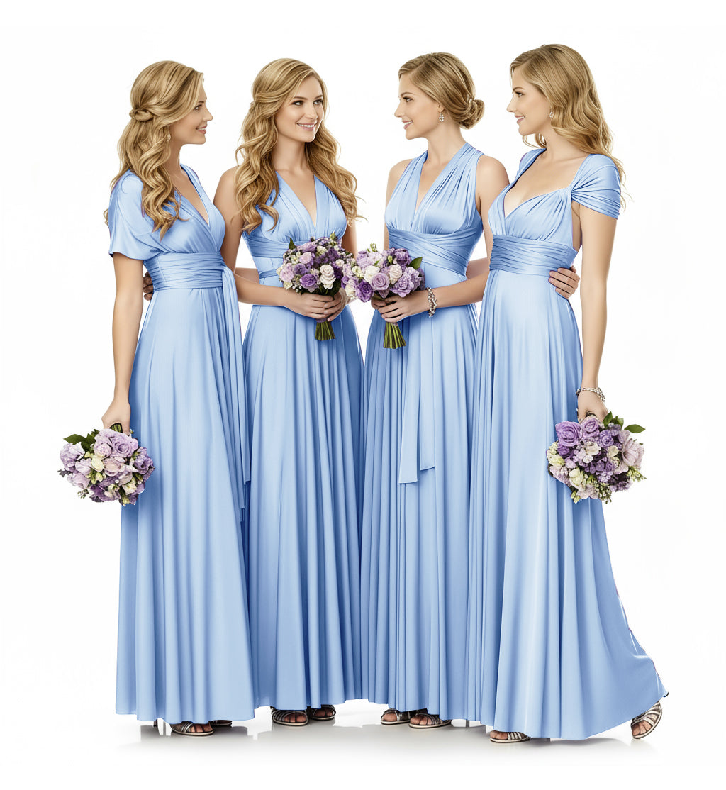 Convertible Infinity Maxi Multiway Dress With Pockets Regular Plus size Wedding Bridal Party Bridemaids Gown blue 