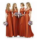 Convertible Infinity Maxi Multiway Dress With Pockets Regular Plus size Wedding Bridal Party Bridemaids Gown burnt orange 