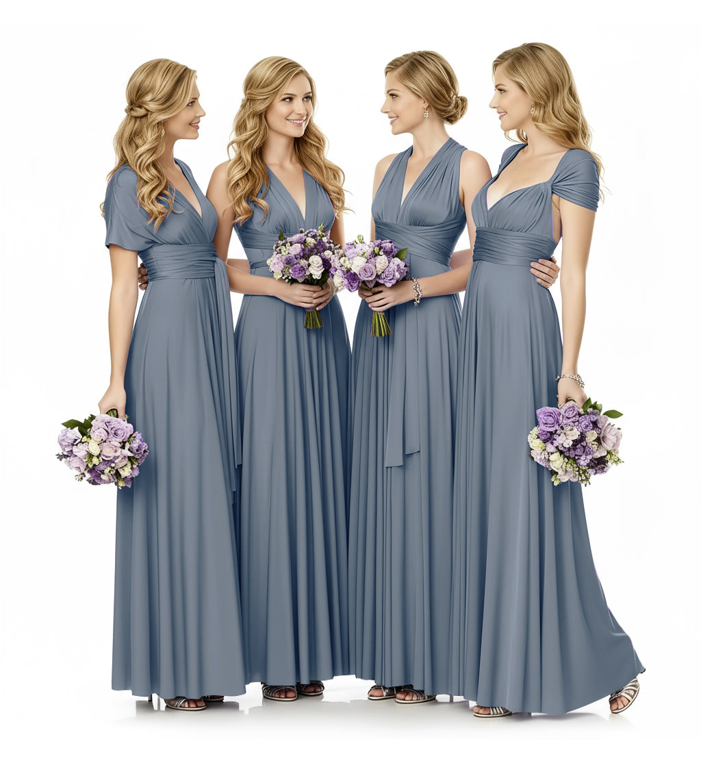 Convertible Infinity Maxi Multiway Dress With Pockets Regular Plus size Wedding Bridal Party Bridemaids Gown dusty blue 
